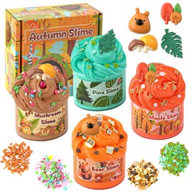 4 Pack Autumn Butter Slime, Super Soft & Non-Sticky Slime Kit for Girls & Boys, Slime Party Favors for Kids, Sensory Toys Holiday Birthday Easter Hallowmas Christmas Girls Gifts & Boys Gifts