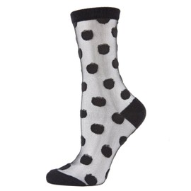 MeMoi Women's Polka Dot Sheer Crew Socks Black One Size