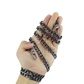 HEEHEE - Correa de cadena de 100 cm, resistente cadena de repuesto de hierro plano con hebillas, cómoda correa cruzada de hombro para bolsos, color exclusivo tono negro, 1 unidad