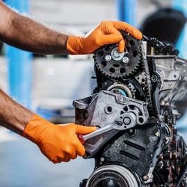 Mercator GoGrip Nitrile Gloves, Orange, Disposable Gloves, Powder-Free Disposable Gloves, Size: M - Pack of 50, latex-free, 2 x thicker nitrile gloves, diamond texture