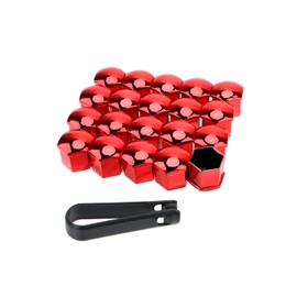CHIFONE Bolt Cap, Colorful Car Tire Wheel Nut Cover, Universal Use, Red, Blue, Glossy, Truck, Rust Prevention, 0.7 inches (17 mm), Set of 20, Red
