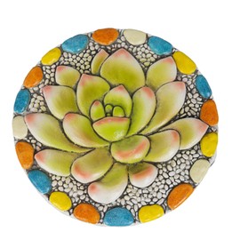 Succulent Pattern Cement Stepping Stones Outdoor - Stepping Stones Pavers for Outside Walkway Stones Multicolored Stepping Stones Outdoor Decorative Stone for Garden 0.75 * 10 * 10 Inch LC Lcdecohome