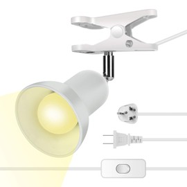 Sun-Rising Lámpara de computadora, con clip de rotación de 360°, luz de lectura portátil para libros, abrazadera en computadora, mesa, litera, clóset, iluminación del hogar, (siete colores para tu elección), color blanco, 2 pulgadas
