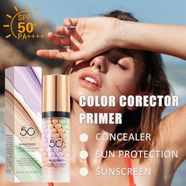 3 In 1 Primer for Face Before Makeup, SPF 50 PA+++, Sunscreen Isolation Cream, One Step Color Corrector Primer, Blurs Facial Serum Oil Control & Moist