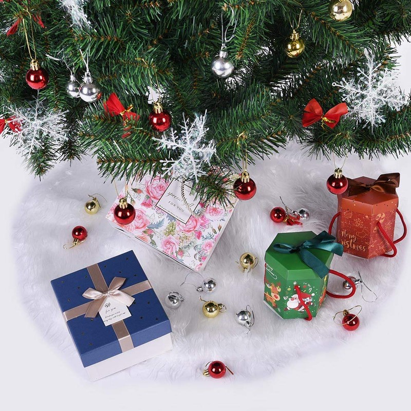 BAKAJI Christmas Tree Rug Diameter 78cm Soft Plush White Snow