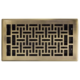 Decor Grates AJH612-A Oriental Floor Register, 6" by 12", Antique Brass