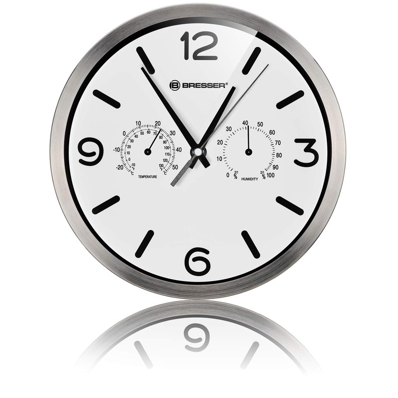 Bresser MyTime ND Radio Controlled Wall Clock, Thermo-Hygro with Silent