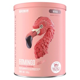 Birdman Fitmingo Proteína Vegana | Potenciadores de Colágeno, Inositol y Ácido Hialurónico | Vitamina D3, Zinc | Enzimas Digestivas | Sabor Moka | 510g