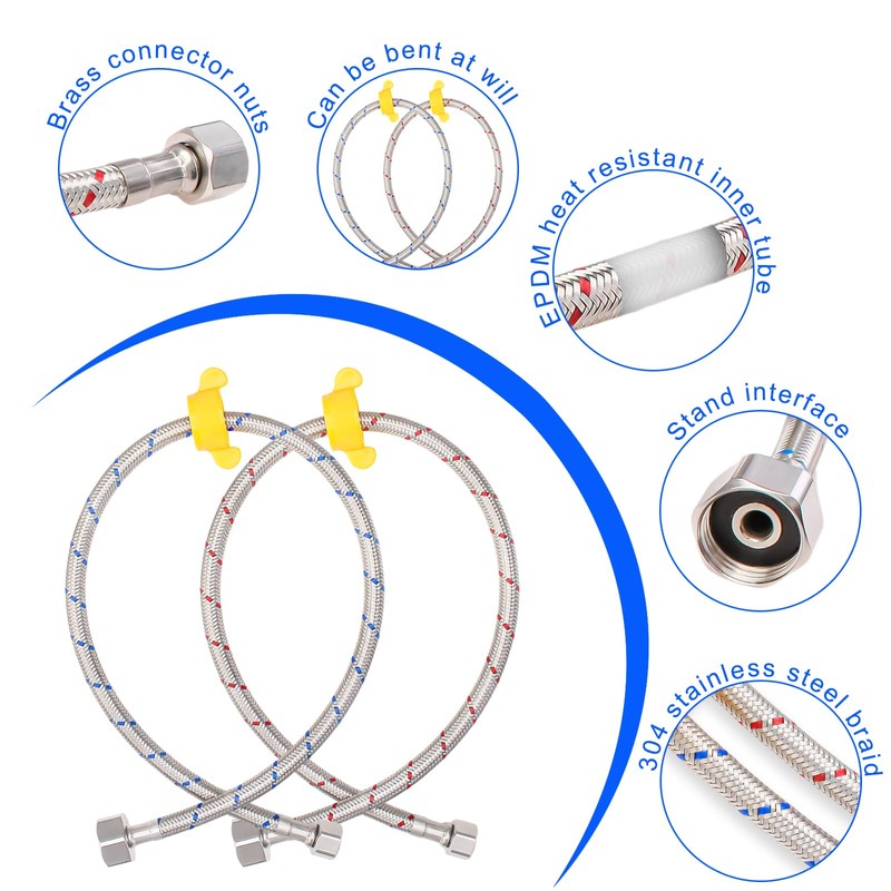 Faucet Hose Connector, 39 Inch Length Faucet Water Supply Lines