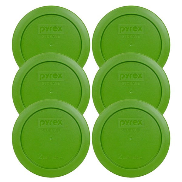 Pyrex Bundle - 6 Items: 7200-PC 2-Cup Lawn Green Plastic Food Storage Lids