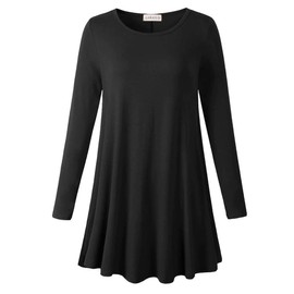 LARACE Plus Size Tunic Tops Long Sleeve Shirts for Women Swing Flowy Loose Fit Clothes for Leggings(1X Black)