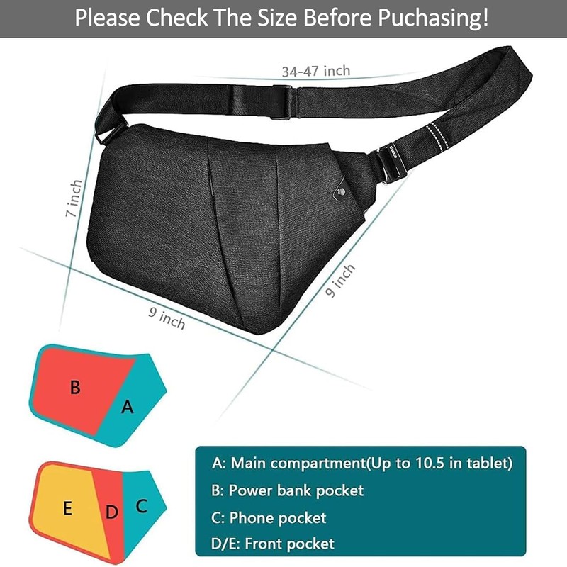 OSOCE Anti-Theft Waterproof Shoulder Backpack Sling Chest Crossbody Bag Cover