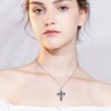 SIMONLY Crucifix Rose Pendant Necklace Sterling Silver Jesus Christ Crucifix