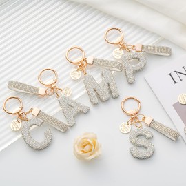 MORSUNBELA Keychain Initial Letter Keychains Key Ring Letters P Keychain Glitter for Women Girls