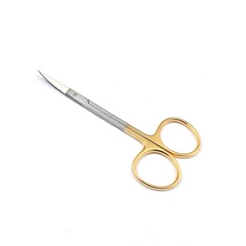 Scissors 4.5 inches Curved with Tungsten Carbide Inserts Gold Plated Handle Extra Sharp and Durable by TeckMed