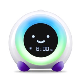 LittleHippo Mella: Kids Alarm Clock, Ready to Rise Children's Sleep Trainer, Night Light, Sound Machine and OK to Wake for Toddlers and Kids - Bright Purple (Updated 2025)