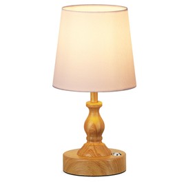 PARTPHONER Mini Cordless LED Table Lamp, 5200mAh Rechargeable Battery Operated Lamp, 3-Level Brightness, Touch Dimmable Desk Lamp, Bedside Night Light for Patio Camping Restaurant Home, Wood Grain