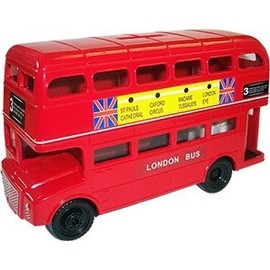 London Souvenir Large Big Red Bus Money Box Made of Metal and Plastic