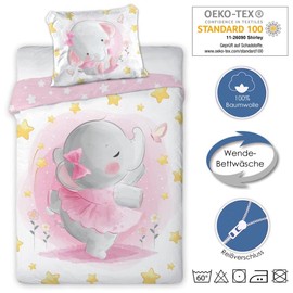 Faro Tekstylia Baby Bed Linen Children's Bed Linen 100 x 135 cm Bedding Set 100% Cotton with Oeko-Tex Seal (Pink Chant)