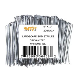 200 Pack 4 Inch 11GA(0.12inch) Landscape Staples Garden Stakes Fence Netting Pins Ground Spikes Sod Cover Fabric Pegs Anti-Rust Galvanized