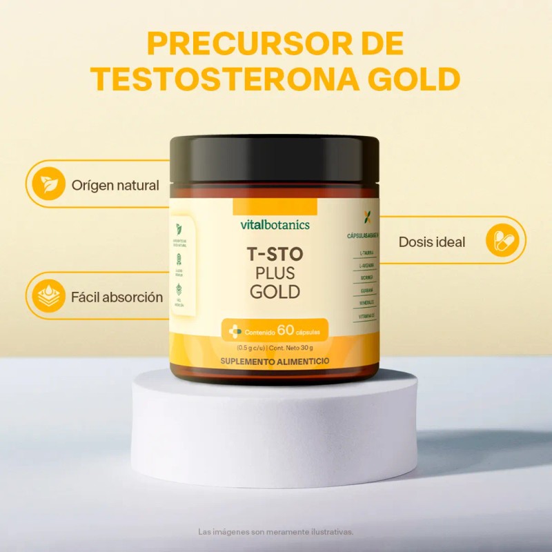 Testo Plus Gold 60 Capsulas 500mg Suplemento Vitalbotanics Sabor Sin