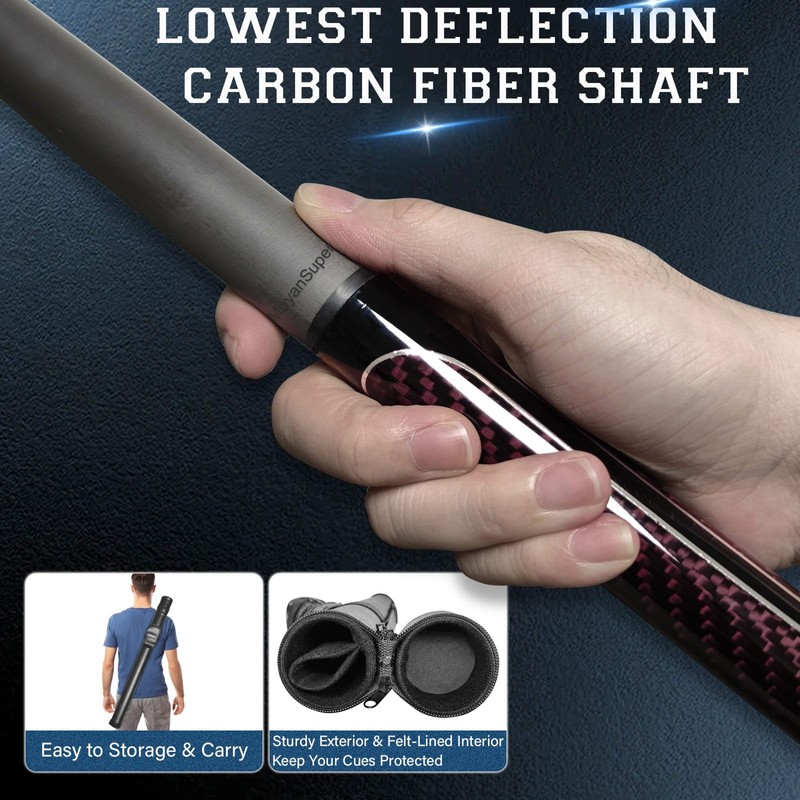 MoyanSuper Carbon Fiber Pool Cue Stick Low Deflection Shaft Professional