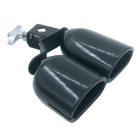 TUOREN Cowbell for Drum Set Double Mounted Bell High and Low Tones Jam Block Black Plastic Cowbell Percussion Block Instrument Accessories