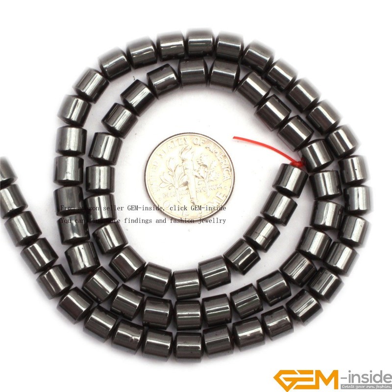 GEM-inside Hematite Without Magnetic Cylindrical Smooth Agate Beads 6x6mm For