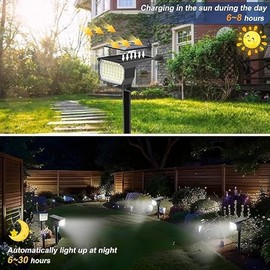 WENATY Solar Spot Lights Outdoor Waterproof IP65, 6 Pack Landscape Spotlights with 46 LEDs, 3 Modes Auto On/Off Solar Powered Flood Lights for Outside Pathway, Yard, Garden, Walkway (Cool White)