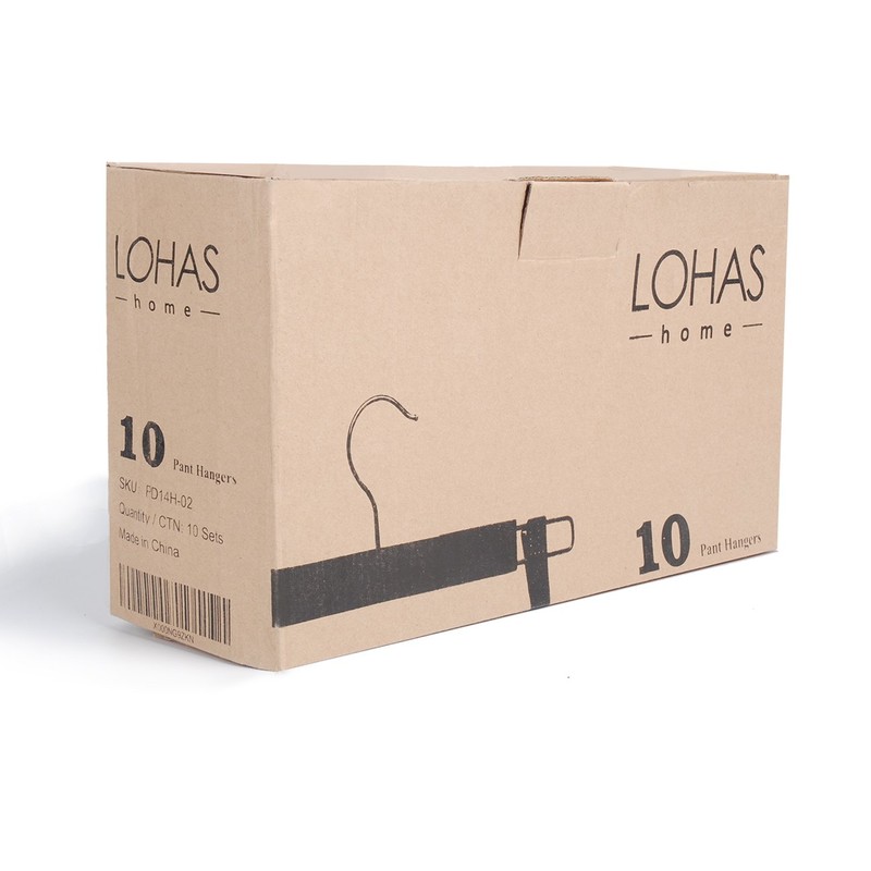 LOHAS Home 10-Pack Natural Finish Wooden Pant Skirt Hangers with