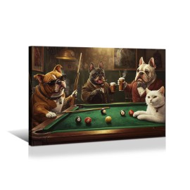 Poker Dog: Gangster Dog Style Wall Art Printing, Canvas Murals, Living Room Billiards Hall Decoration, Free Animal Posterscolor: Dw09, size: 32*48inch