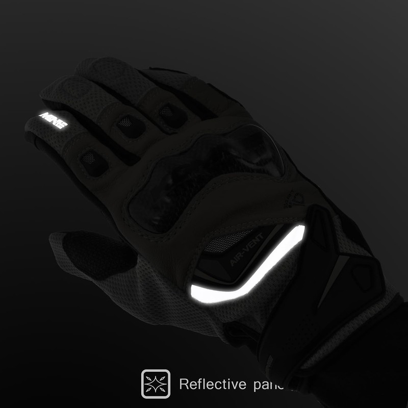 Komine GK-224 Carbon Protective Leather Mesh Gloves for Motorcycles Beige