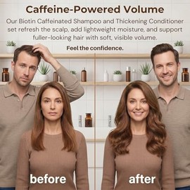 Biotin DHT Blocker Champú y acondicionador para el crecimiento del cabello Hombres Mujeres Tratamiento de pérdida de cabello - Champú de cafeína con b