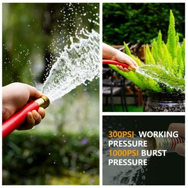 BLENDLITE 5/8" Garden Hose 50ft, -40℉ To 190℉ Hot/Cold, Heavy Duty,Flexible, 300psi Working, 1000psi Burst, 3/4" Brass Fittings with Hose Protector Coil Spring for Outdoor,Yard, Farm
