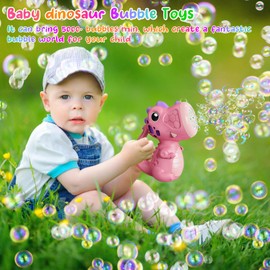 Bombble Dino Bubble Toy Toddler, Dinosaur Bubble Machine 5000+ Bubbles / Min with Bubble Solution for Wedding/Birthday/Party, Outdoor Gift for Boys and Girls 345678 Years