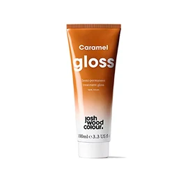 Josh Wood Hair Gloss (Caramel) - Semi-permanent gloss refreshes and enriches brown locks, adds warm caramel tones - Lasts up to 6 washes - 100% Vegan - Cream (100ml)