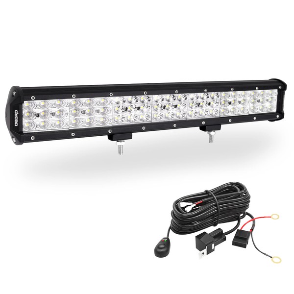 oEdRo LED Light Bar 20 Inch 300W Tri-Row Work Lights Spot Flood Combo Beam Driving Lighting Fog Lamp with w/Wiring Harness, Fit for Off Road Truck Car Jeep Boat SUV ATV UTV Pickup
