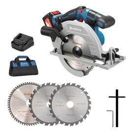 Dong Cheng Cordless Circular Saw 7-1/4-Inch 850W, Cutting Depth 65mm, 0-45° Adjustable, with Dust Collection Adaptor, 24T & 40T TCT Blade Included, Battery and Charger Kit (4.0Ah)