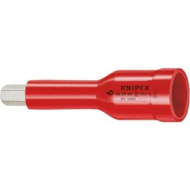 Knipex 98 39 06 Hexagon Sockets, Red/Silver, 3/8-Inch/6 mm