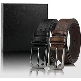 DOOPAI Men Leather Dress Belt Formal Mens Belts for Suits, Jeans, Uniform With Single Prong Buckle