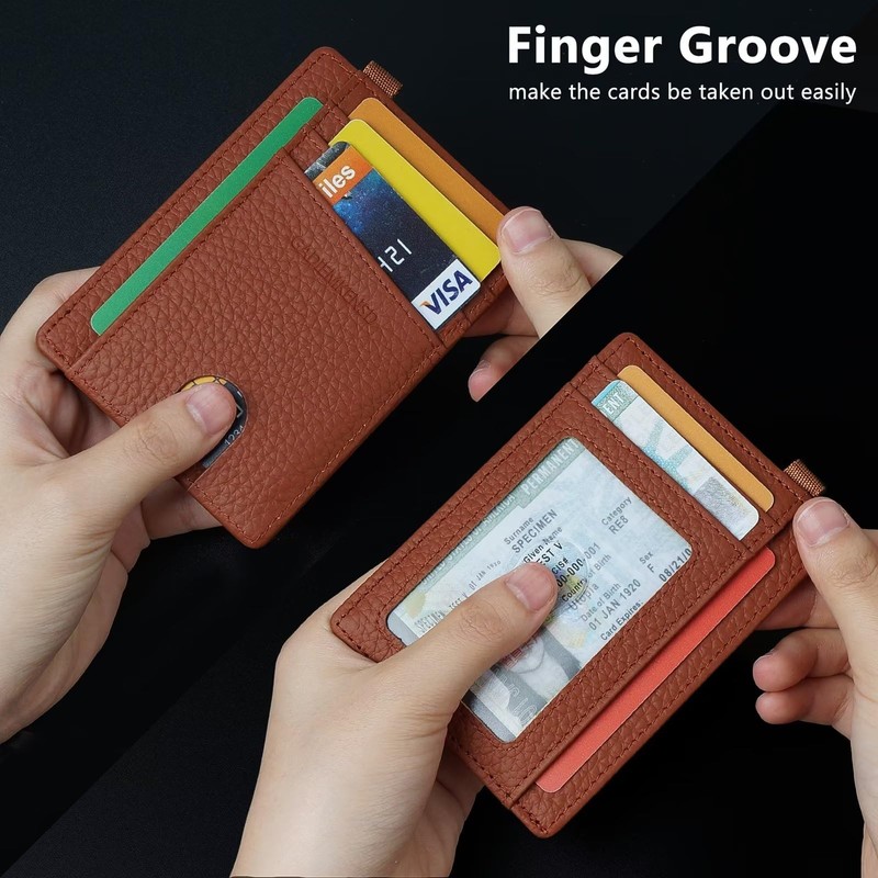 GADIEMKENSD Card Holder RFID Blocking Genuine Leather Slim Card Wallets,
