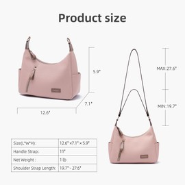 Prettyzys Women's Shoulder Bags - Small Purse with Secure Zipper Closure & Vegan Leather, Convertible Crossbody Hobo Purses for Everyday Use, Commuting, Travel, Trendy Handbags for Women-Pink, Pink