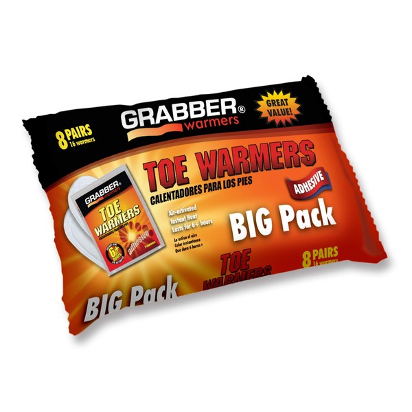 GRABBER WARMERS Big Pack Adhesive Toe Warmers, 8 Pairs,Tan,TWES8DISPLAYUSA