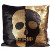Puckator Skull Two Tone Reversable Sequin Cushion, Black And Gold
