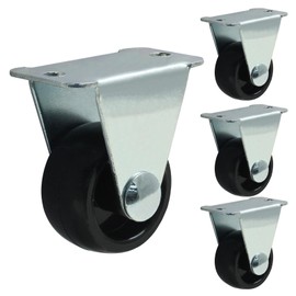 Murtenze 1 Inch Rubber Caster Wheels, Heavy Duty Fixed Casters Black Caster Wheels with Rigid Fixed Non-Swivel Top Plate for Furniture(Pack of 4)