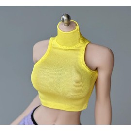 HAMRETHYPPZ 1/6 Costume 1/6 Figure Clothing, Women's, Sexy Short Sleeve, Ladies Top, High Neck Top (Body, Head, Shoes Not Included) (Yellow)