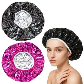 Hair Mask, Heating Cap, Tin Foil Cap, Hair Mask Cap, for Hair Care with Hair Care Cream, Improves Hair Care Effects, Repair for Damaged Hair, Long Hair Care Accessories (2 Pieces