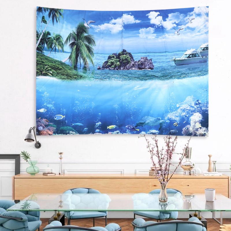 200x150cm Tapestry Scenery Summer Beach Sea View Background Tapestry Home