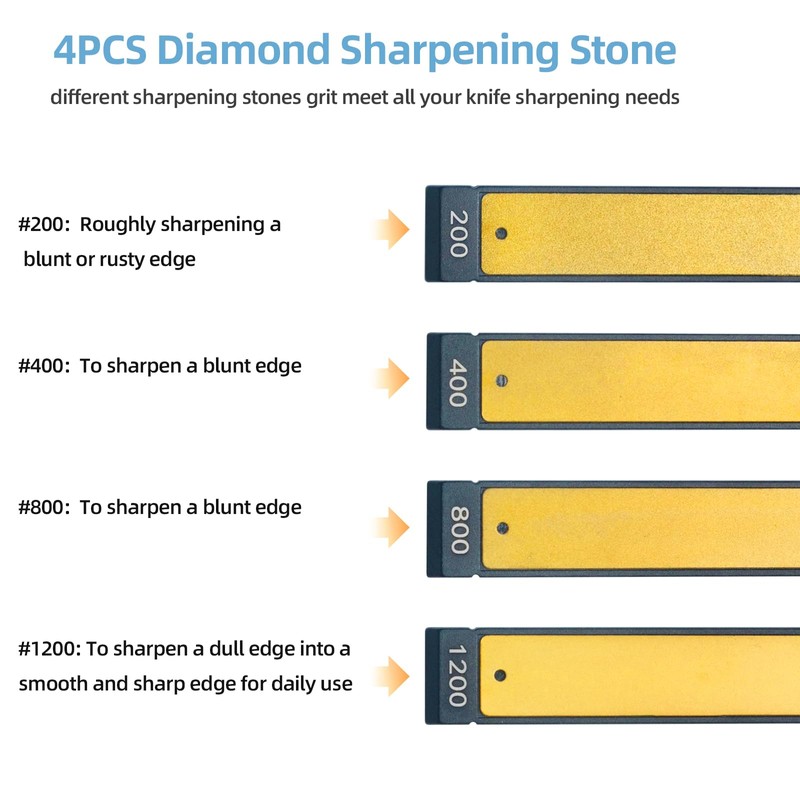 RUIXIN PRO 4PCS Diamond Sharpening Stones, #200#400#800#1200 Grit for Knife