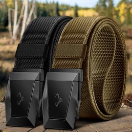BULLIANT Men Belt,Tactical Stretch Belt Adjustable For Rigger Military Heavy Duty Work 1.5"-Cut For Fit(Black/Wood Thrush,32"-36" Waist Adjustable)